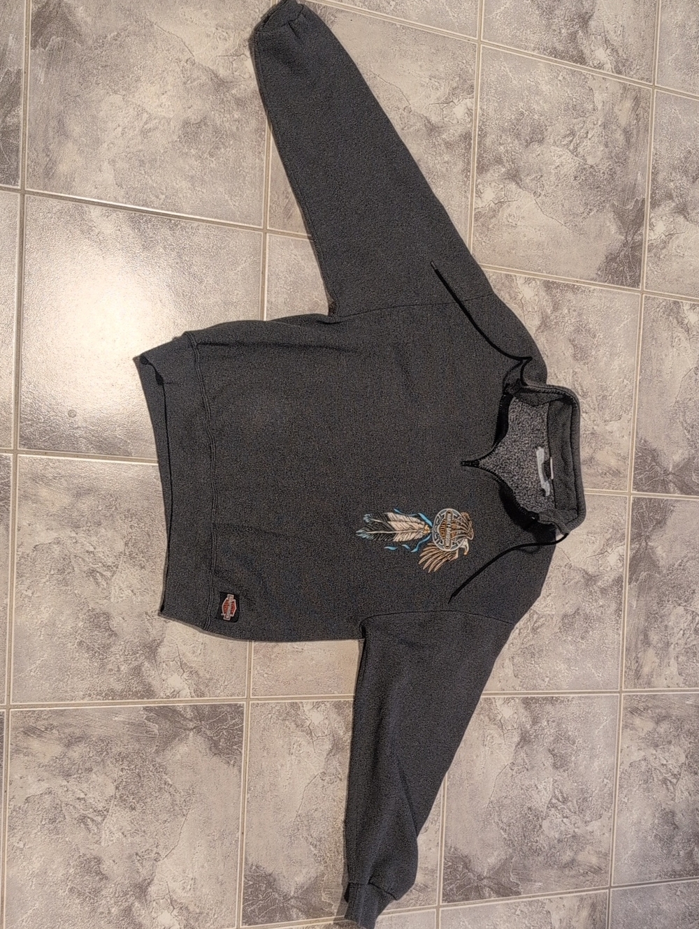Vintage Harley Davidson Zipper Crew Sweater